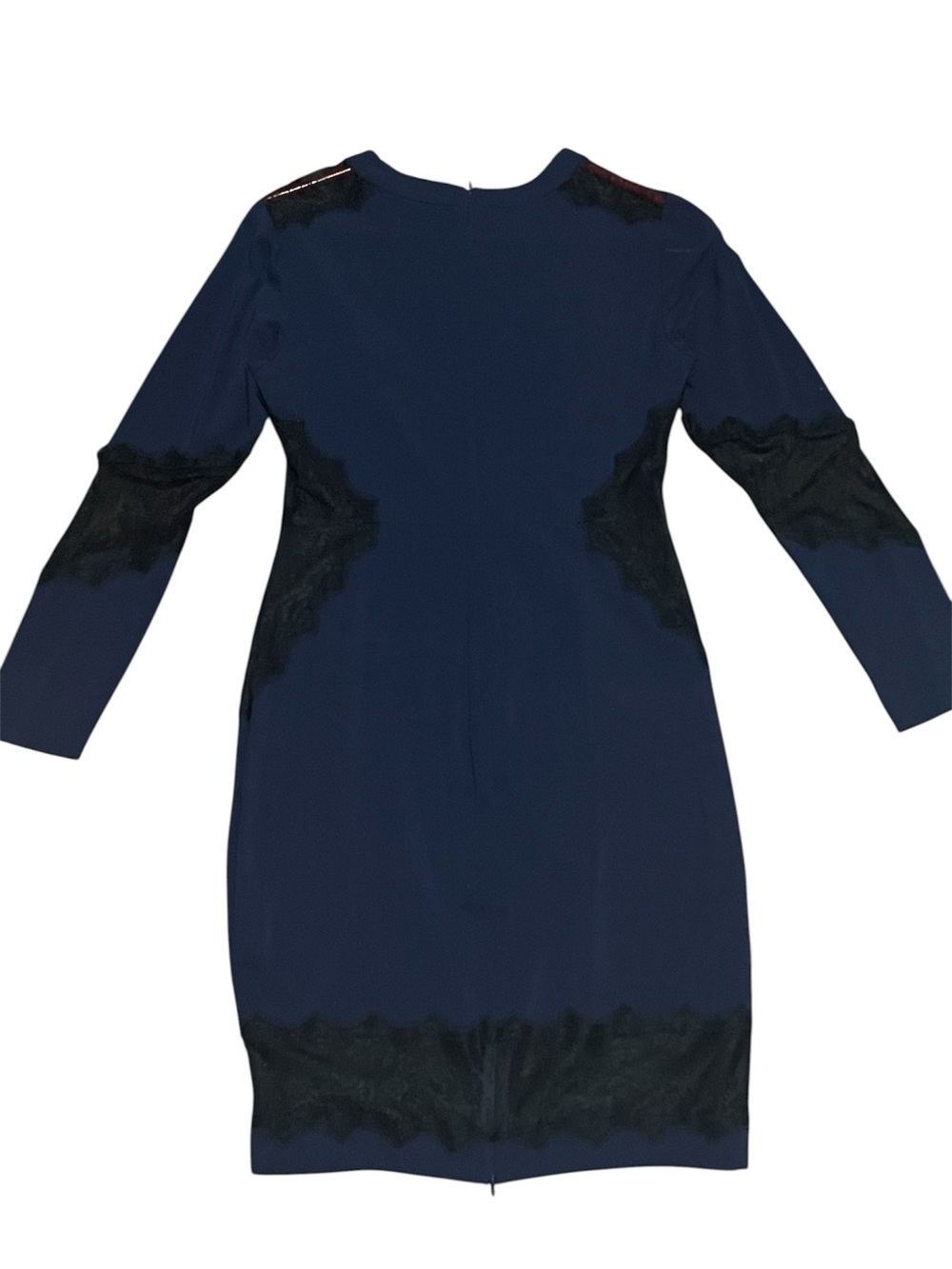 Whistles Navy Dress with Black Lace Insets - Long Sleeve